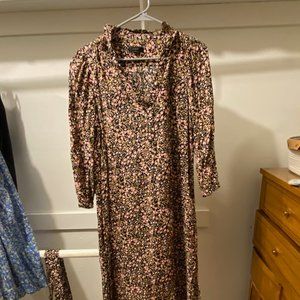 Floral midi shirt dress